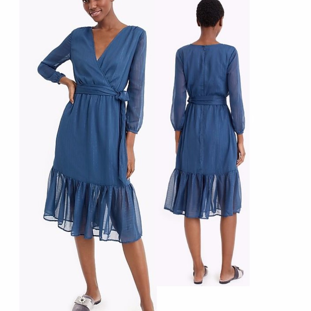 NWOT Point Sur J. CREW Faux Wrap Green/Blue Dress